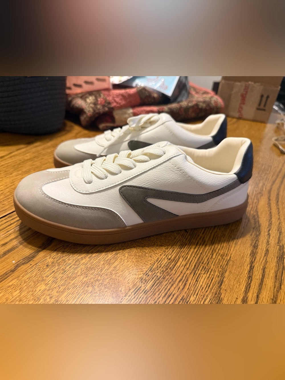 Dolce Vita White Leather Sneakers with Brown Accent - Picture 5 of 6